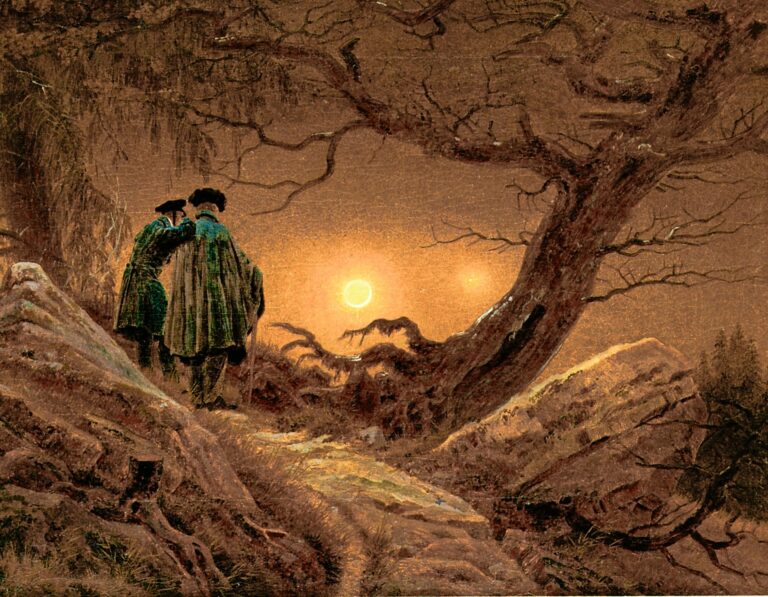 Bild: Caspar David Friedrich: Zwei Männer betrachten den Mond (1819/20).