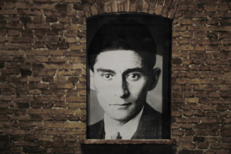 In this photo taken Oct. 6, 2010, an image of Franz Kafka is displayed in the Memory and Tolerance Museum in Mexico City. The new museum takes visitors through chilling displays on the Nazi Holocaust and how it was seen from Mexico, then continues through other horrors, including the slaughters of Armenians, Tutsis and Sudanese. (AP Photo/Miguel Tovar)