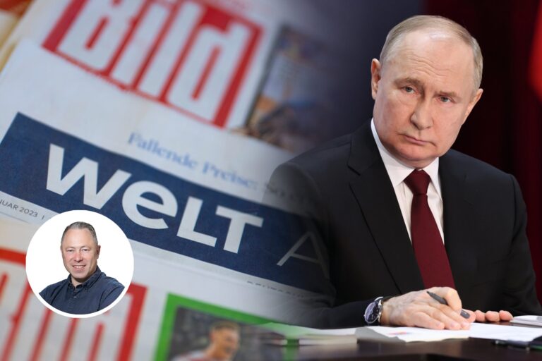 Marsch in die Meinungsdiktatur: Westliche Politiker und Medien kritisieren Putins Propaganda und rufen nach Überwachung und Zensur. Für ihre eigene Propaganda sind sie blind