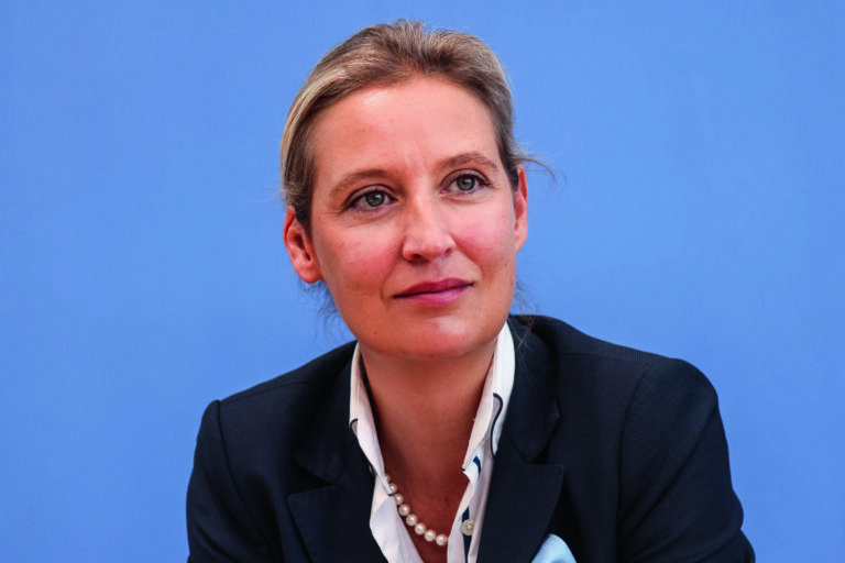 epa09491330 Alternative for Germany (AfD) deputy chairwoman Alice Weidel attends a AfD party press conference in Berlin, Germany, 27 September 2021. The election results show regional differences in the performance of the populist Alternative for Germany (AfD).  EPA/FILIP SINGER / POOL