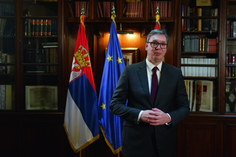Aleksandar Vucic, Serbia's president, following an interview in his office in Belgrade, Serbia, on Tuesday, Jan. 17, 2023. Vucic dismissed territorial claims in Ukraine by Vladimir Putin and predicted the 