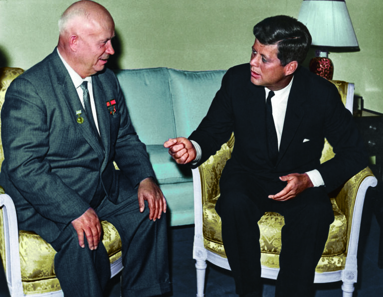 President John F. Kennedy meets with Soviet Chairman Nikita Khrushchev at the U.S. Embassy residence in Vienna, Austria, June 3, 1961.