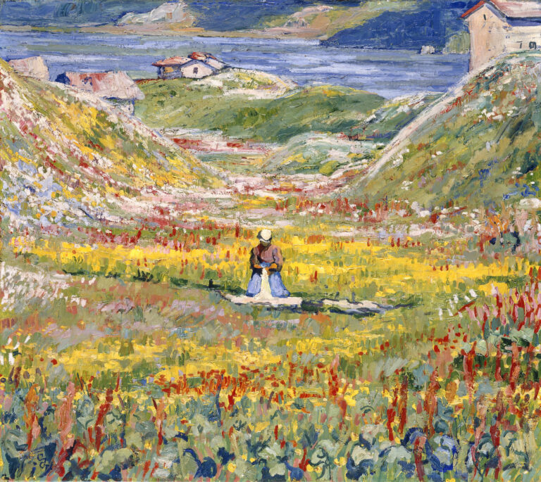 1195505 Flowering Meadows in Maloja; Bluhende wiesen bei Maloja, c.1912-1924 (oil on canvas) by Giacometti, Giovanni (1868-1933); 74x82 cm; Private Collection; Photo © Christie's Images.